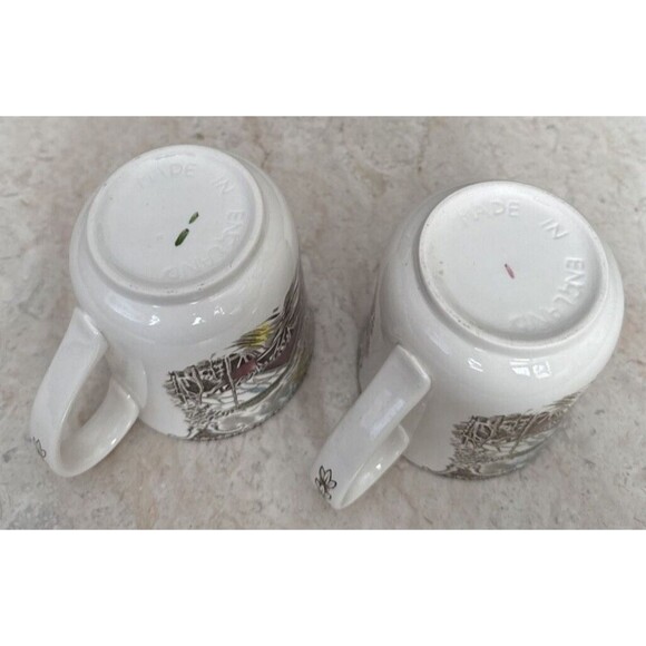 Vintage Johnson Bros The Friendly Village Covered Bridge Coffee Mugs Set of 2 - Picture 4 of 4